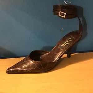 Brown ankle strapped heels