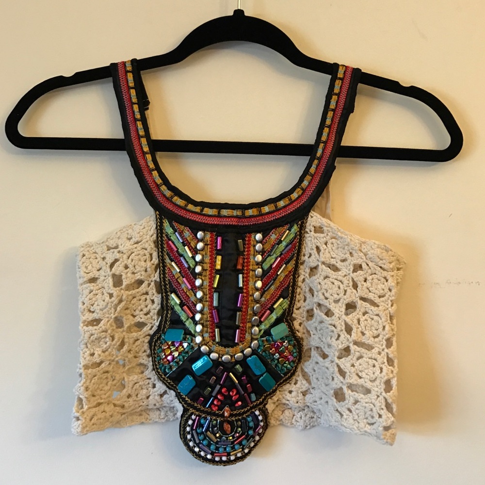 Boho beaded crop too