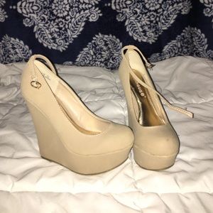 Tan wedge heels