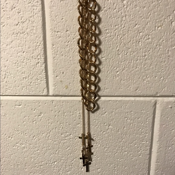 Gold chain with additional cross necklace attached - Picture 1 of 1