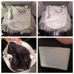 Authentic Coach Boho White Leather Fringe Handbag