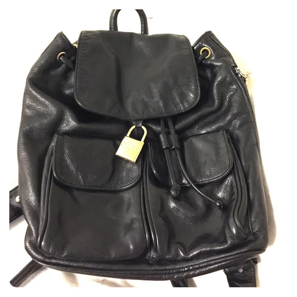 dkny backpack leather