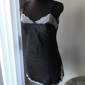Victoria's Secret Black Satin Lace Slip Nightie S