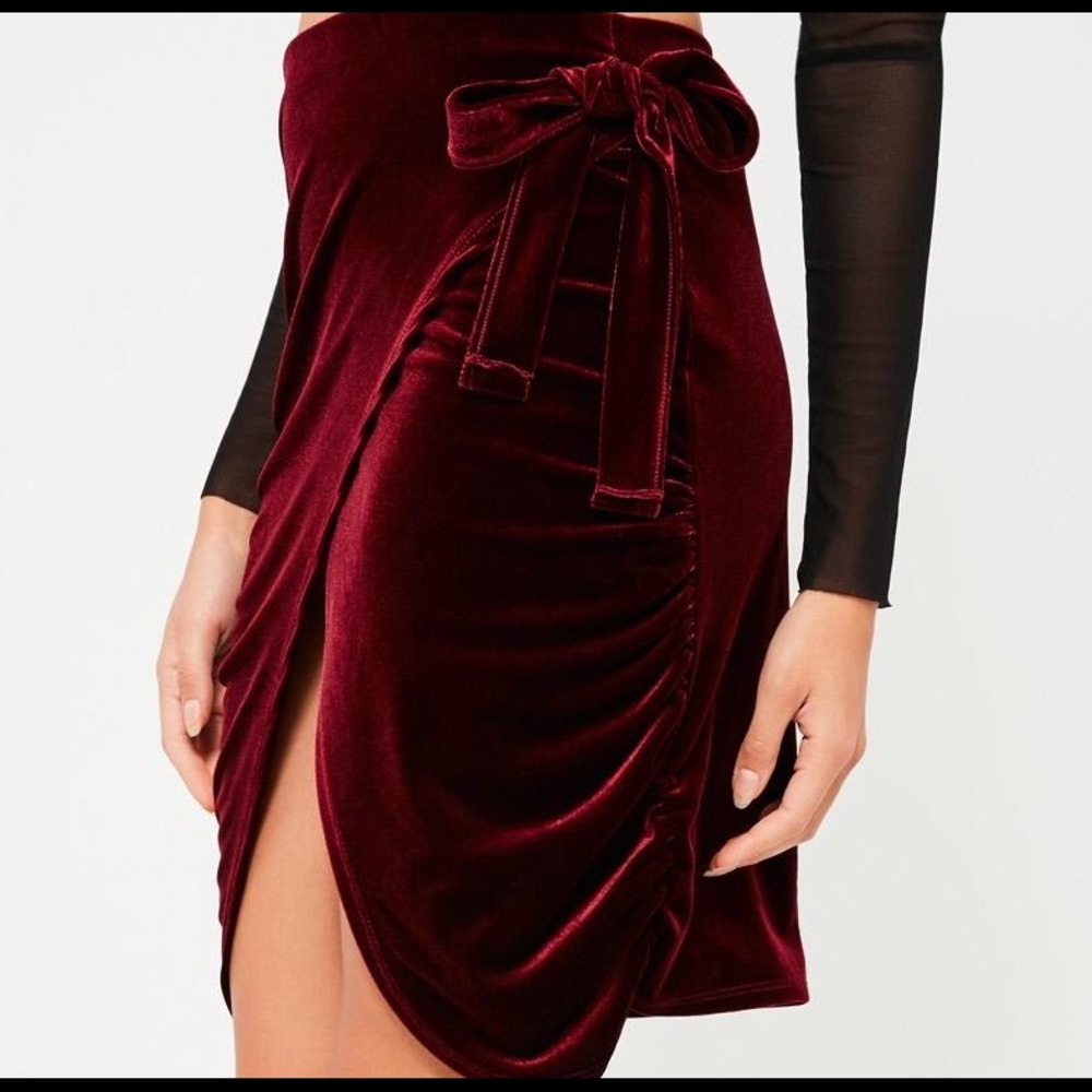 Burgundy velvet skirt