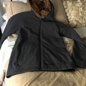 Athletic jacket w fur trim. Fleece lined