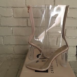 Clear perspex ankle boots