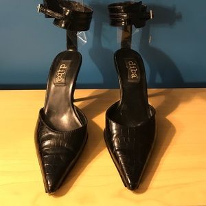 Strapped ankle black heels