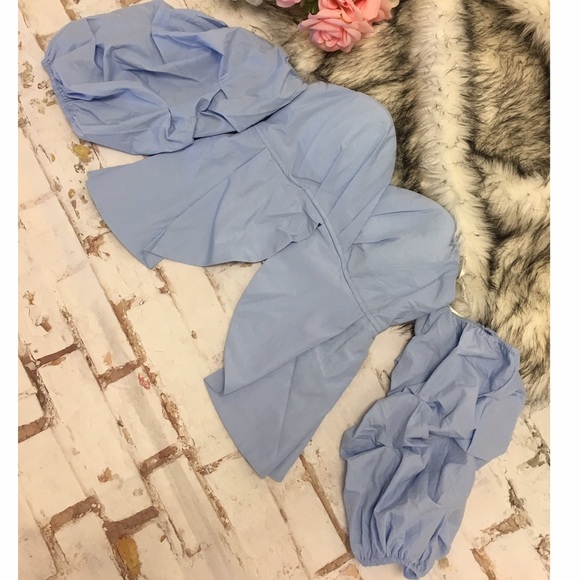 Memorialday sale! Blue Off Shoulder Flare Blouse - Picture 5 of 5