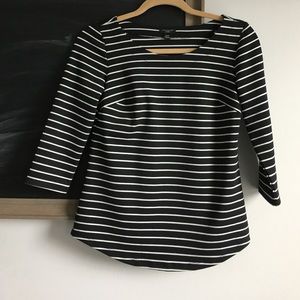 Ann Taylor Black & White Striped Blouse