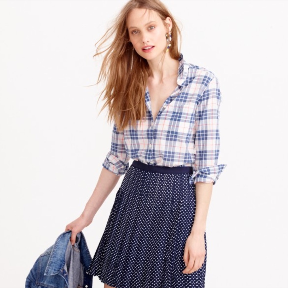 J.Crew summer weight shirt in navy plaid