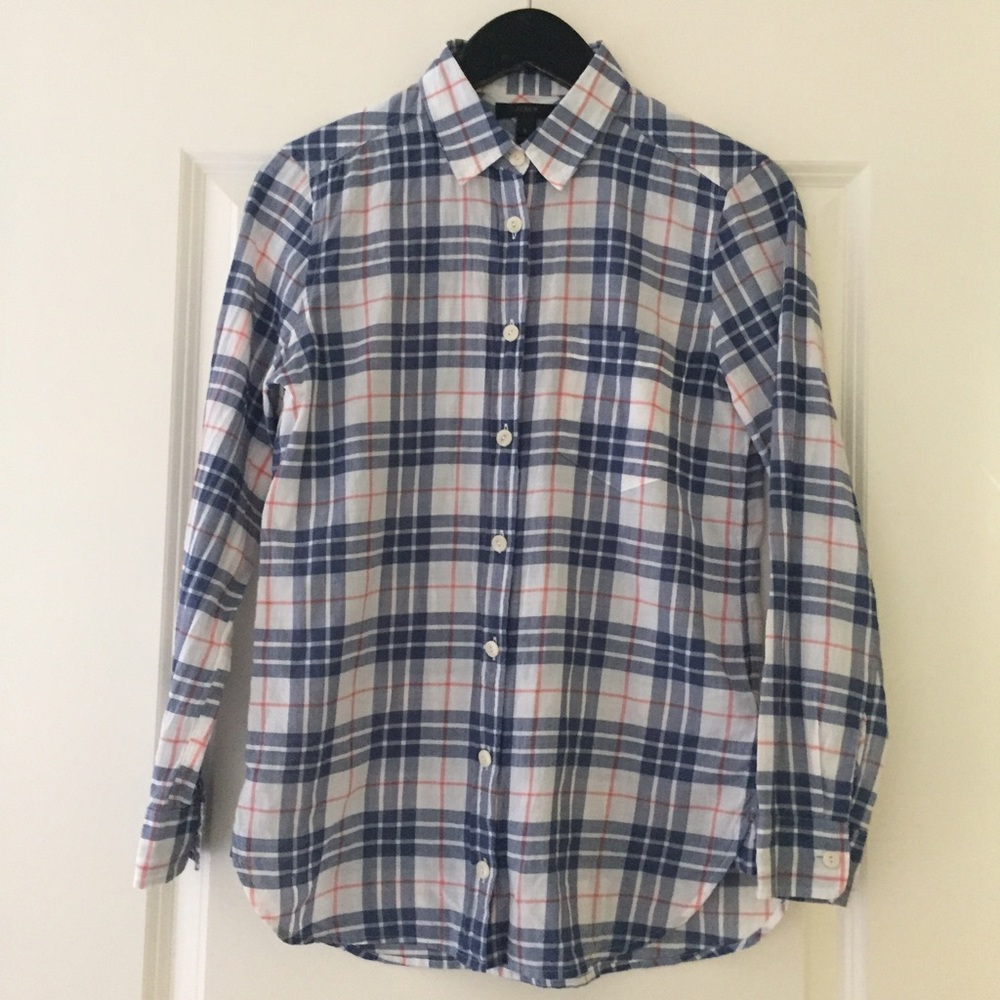 J.Crew summer weight shirt in navy plaid - Picture 2 of 2