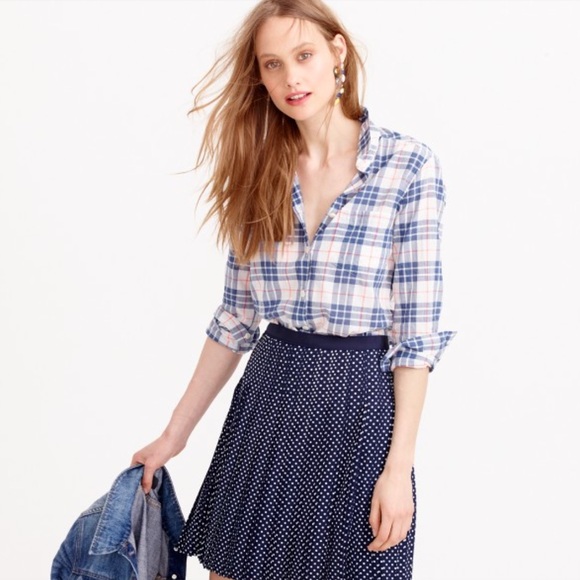 J. Crew Tops - J.Crew summer weight shirt in navy plaid
