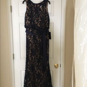 Tadashi Shoji full length navy dress