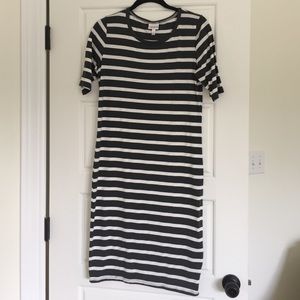 LuLaRoe - Julia in Charcoal/White Stripes