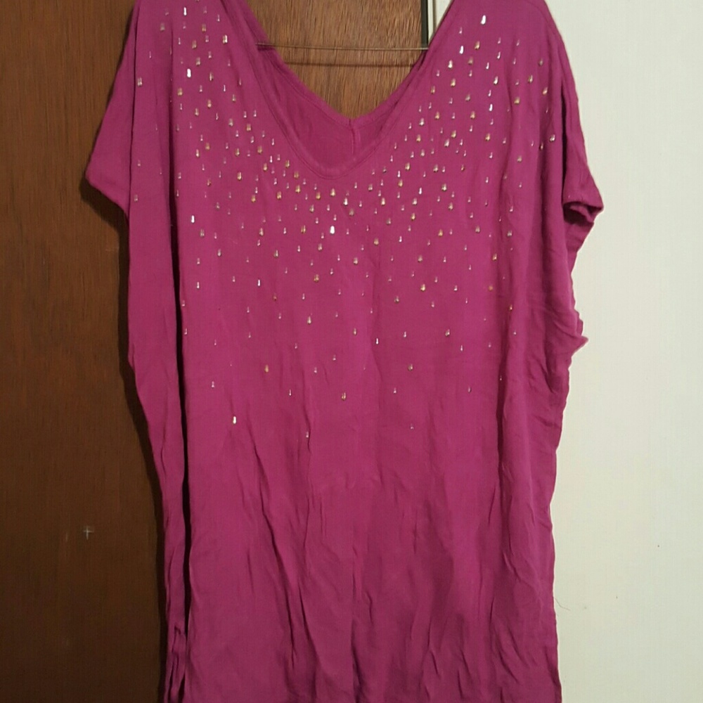 Scoop neck fusha top