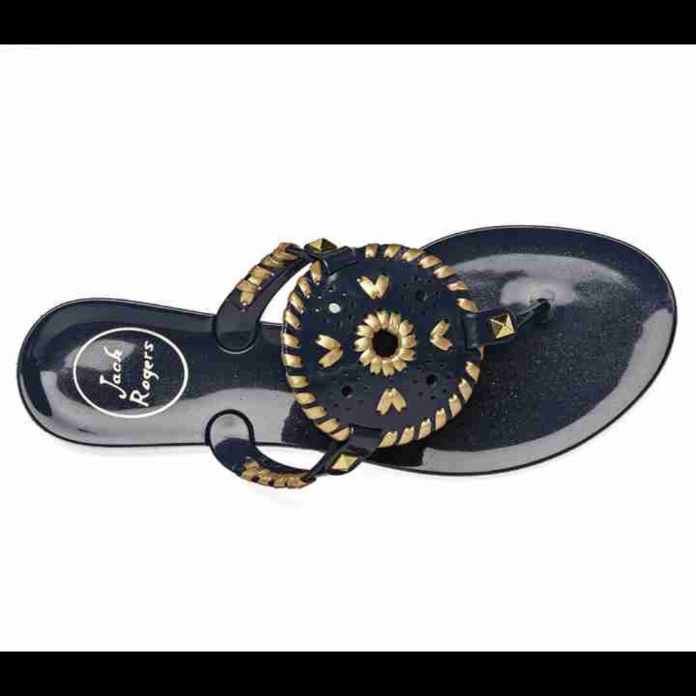 Jack Rogers Jelly Thong Size 6 New - midnight/gold