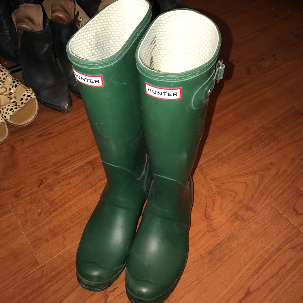 Forest green hunter boots