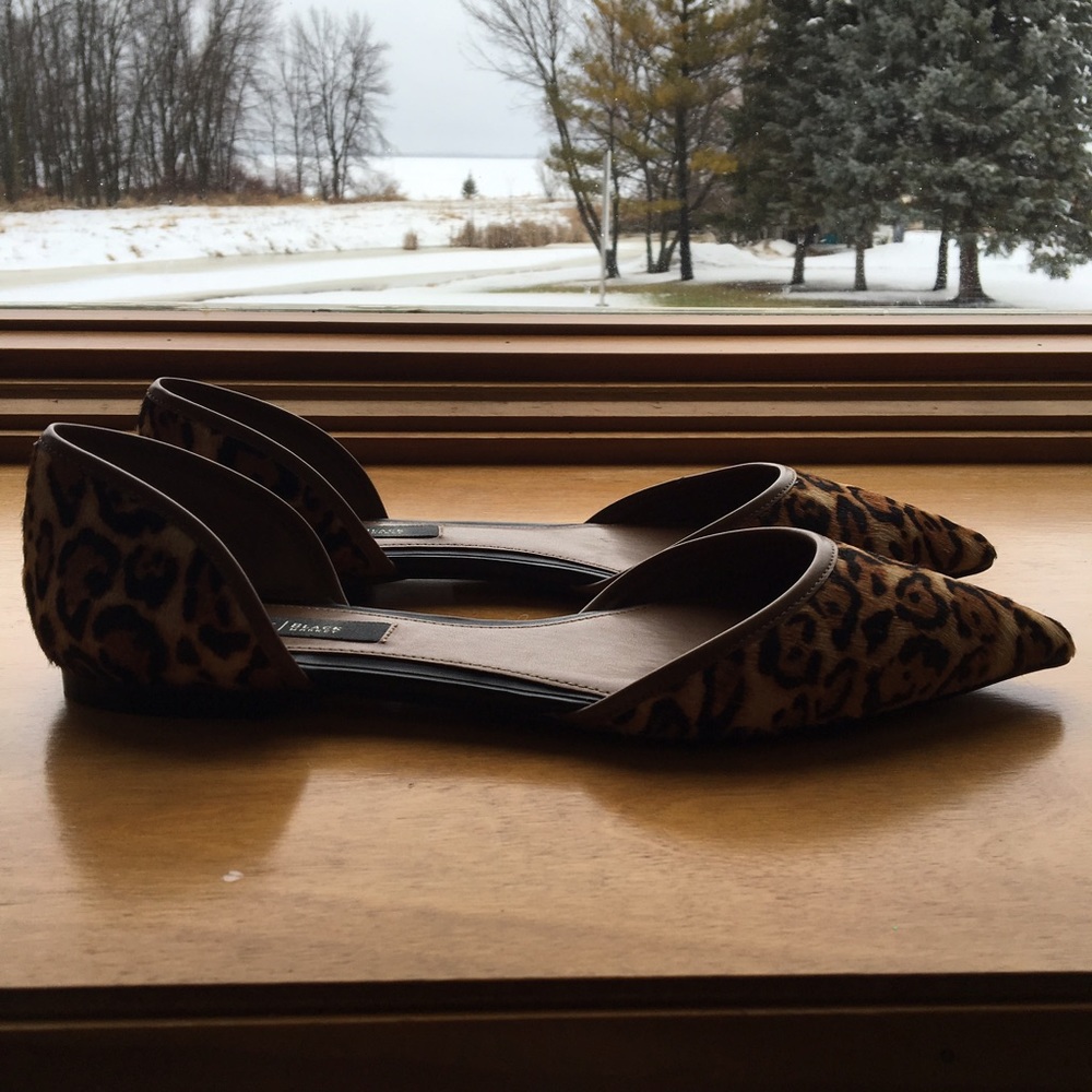 Calf hair cheetah print pointed toe flat