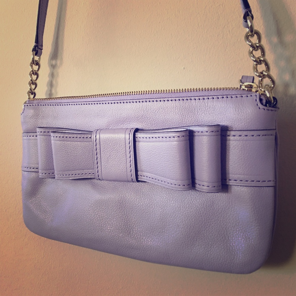Lavender Kate Spade cross body clutch - WITH BOW