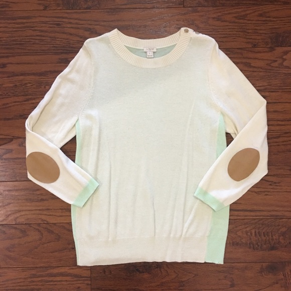 J. Crew Women’s Lightweight Colorblock Sweater w/ Elbow Patches Size Large - Picture 1 of 4