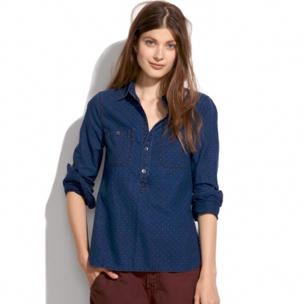 Madewell chambray pindot popover