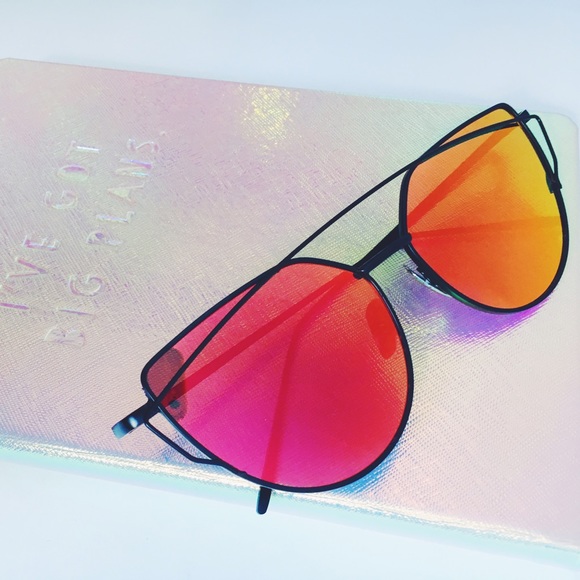 New! Red & Black Cat Eye Aviator Mirror Sunnies - Picture 6 of 6