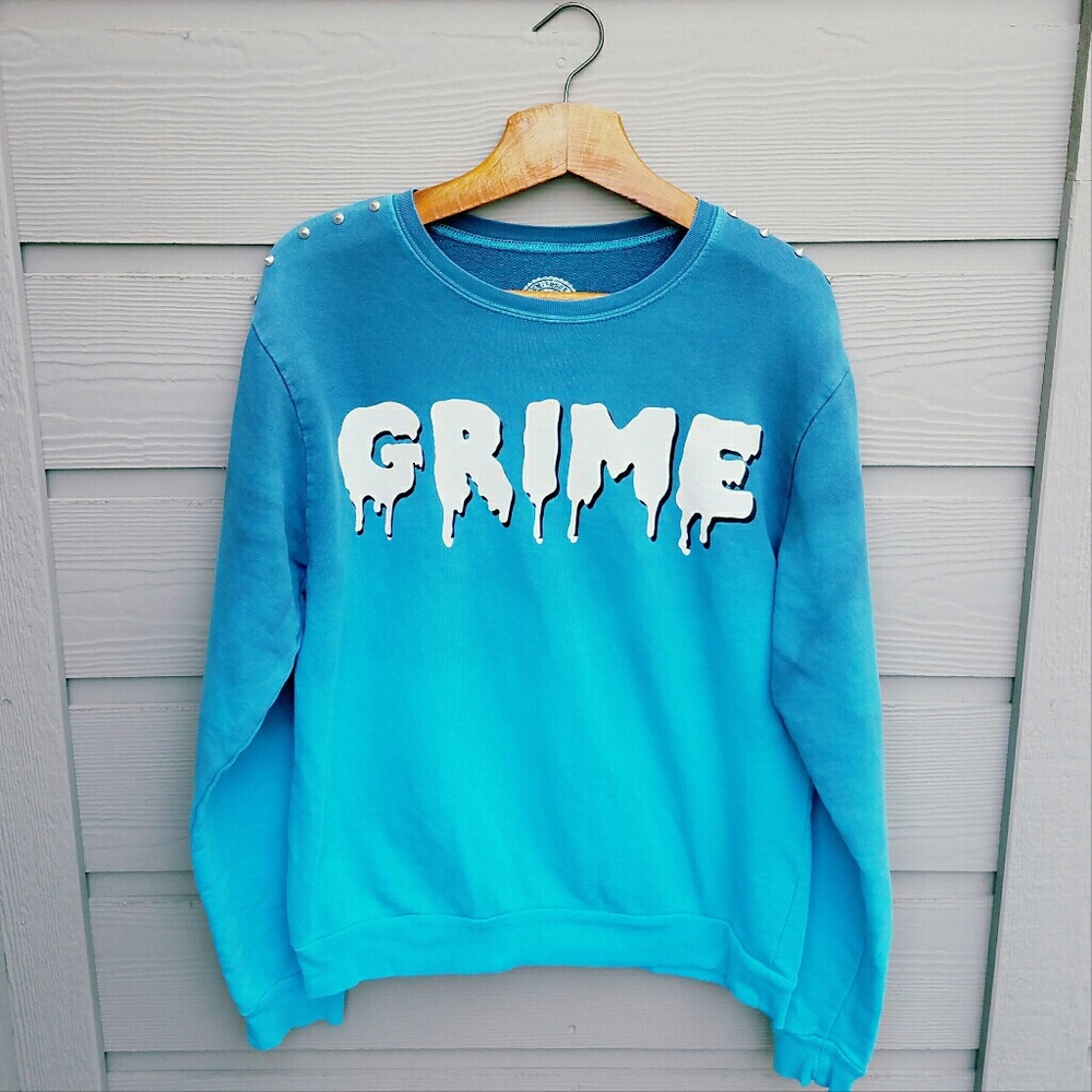 UO Teal Dip-Dye Studded Sweatshirt