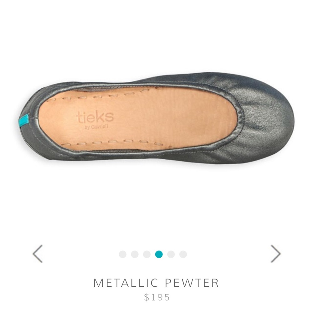 Tieks Metallic Pewter Flats, Size 9