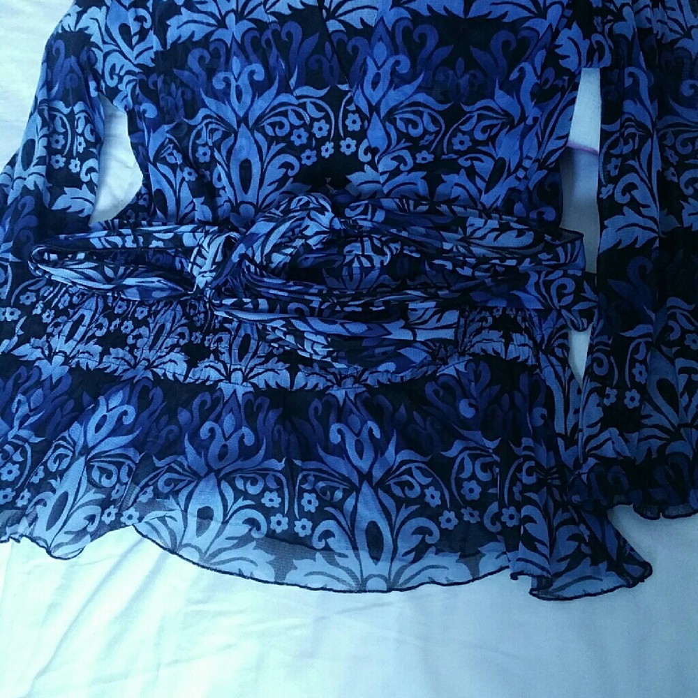 Women's dress , sheer V-neck blouse