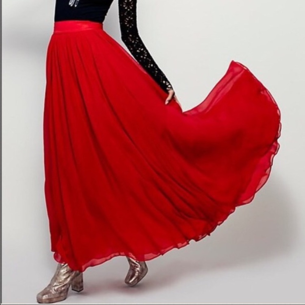 Free People Red Hearts Delight Maxi Skirt