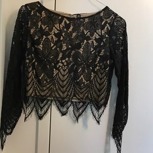 Black lace crop top