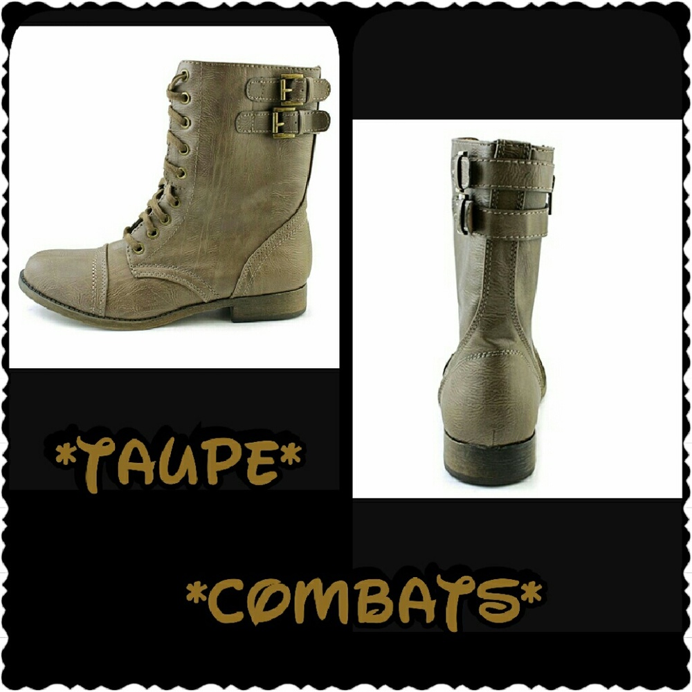 Taupe combat boots