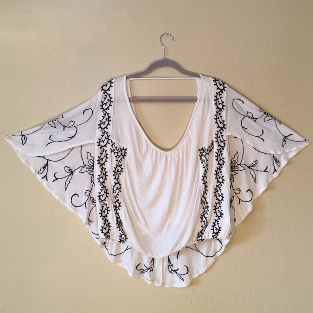 Women's Free People embroidered open back shirt