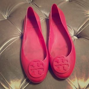 Hot pink Tory Burch jelly flats