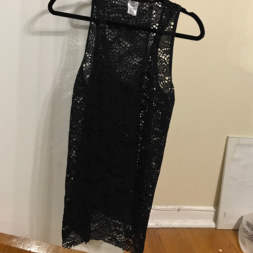 Black netted bathing suit cover up