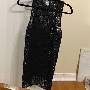 Black netted bathing suit cover up