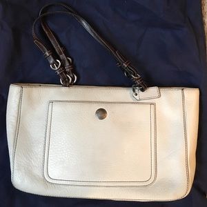 Coach Ivory Pebbled Leather Shoulder Bag