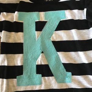 Justice sequin initial shirt size 6-7