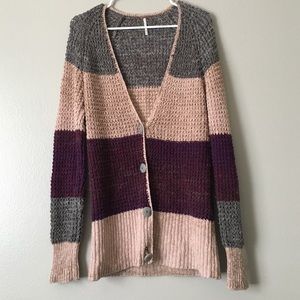 PRICE FIRM Free People Color Block Rugby Cardigan