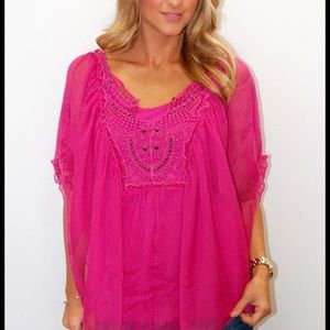 Urban Mango Chiffon Blouse Fuschia