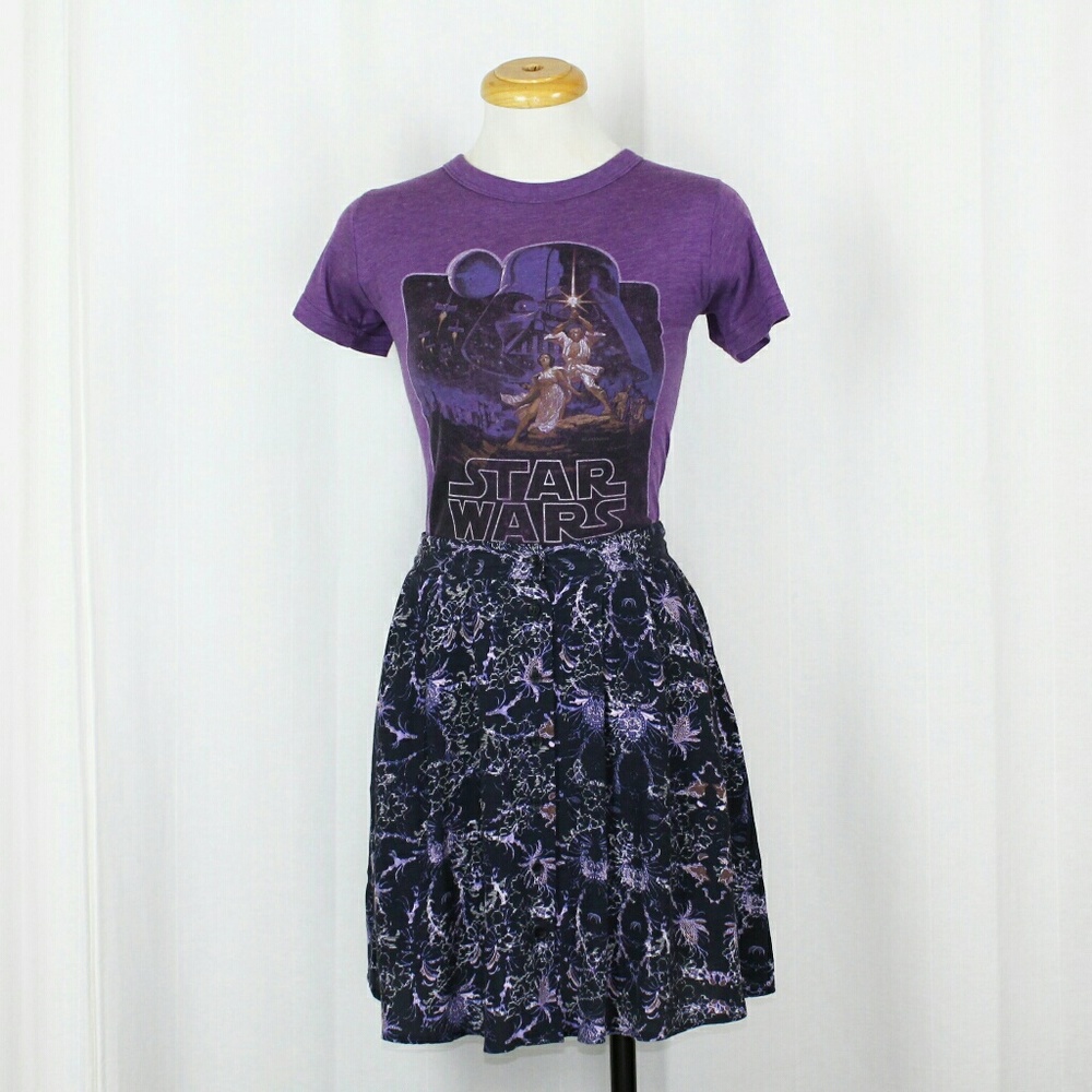 Topshop Damask Button Front Mini Skirt