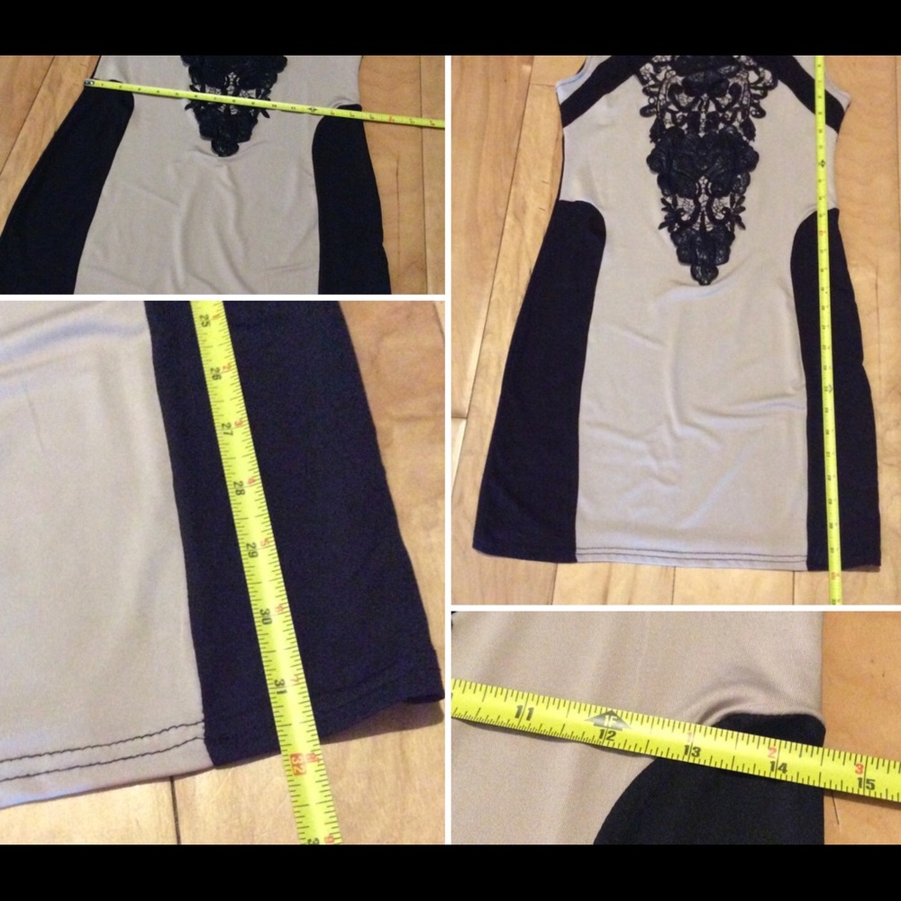 ๐ New Tan dress with lace up front stretchy midi - Picture 4 of 8