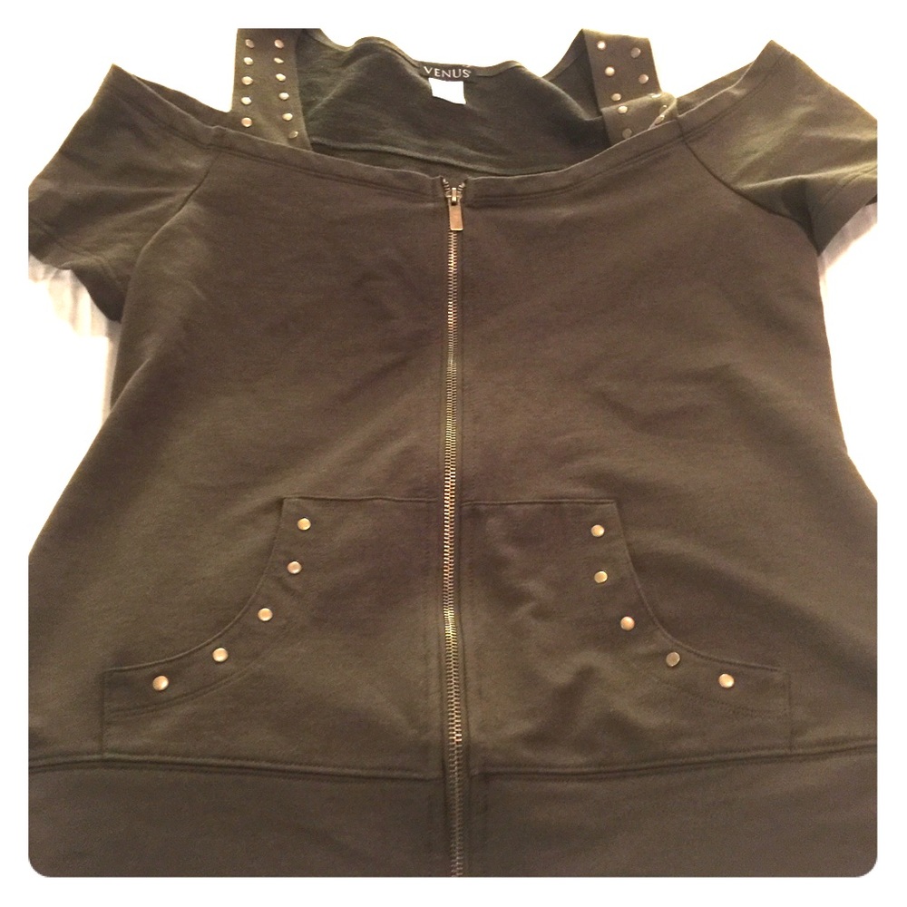 Venus Olive green zip-up top