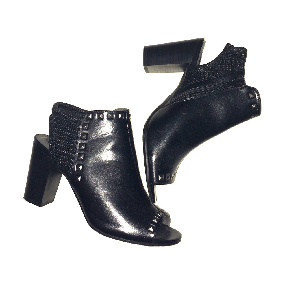 Peep-toed ankle heels.