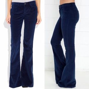 Free People navy velvet flare pants