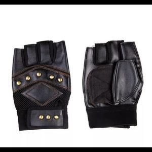 Leather fingerless gloves