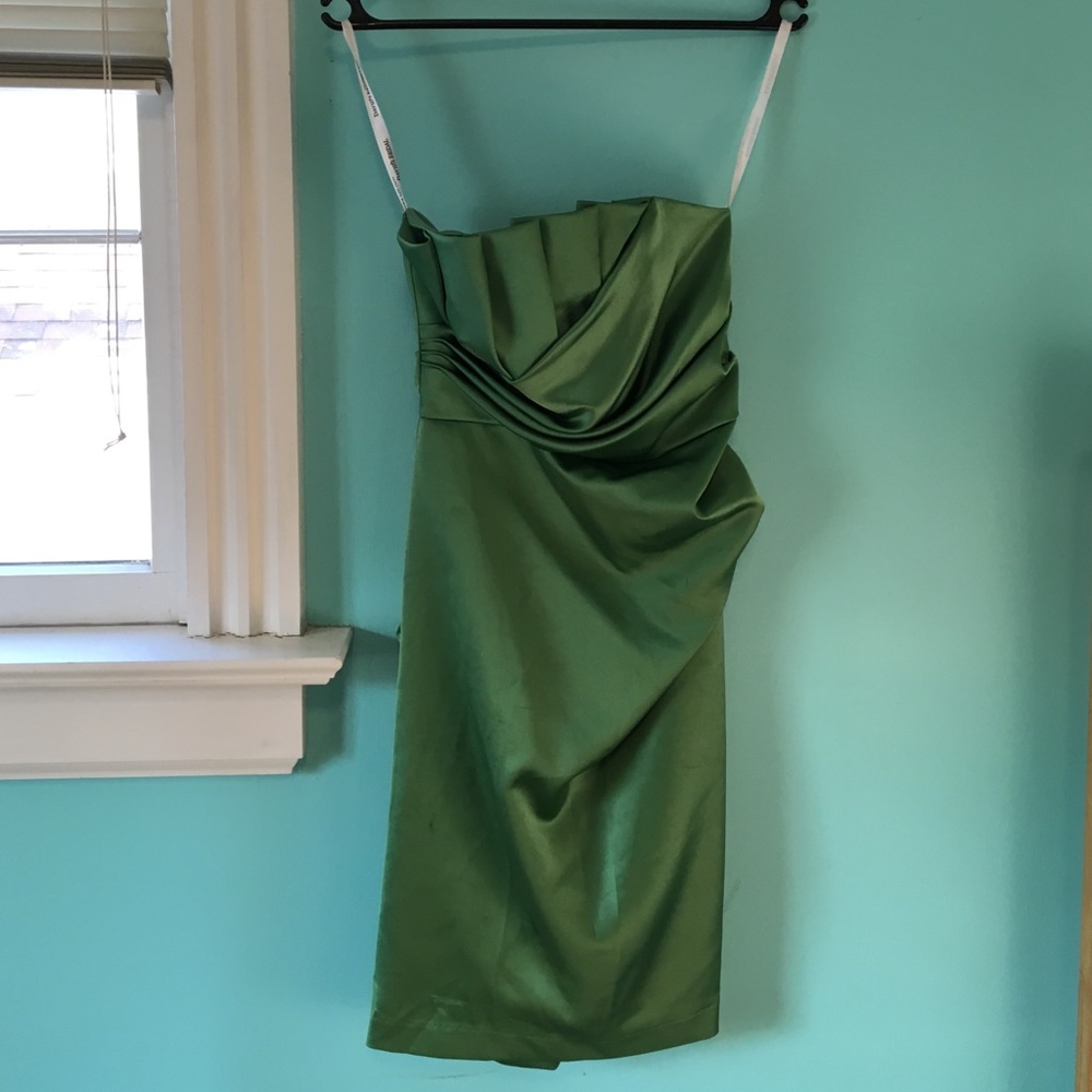 Green strapless davids bridal dress