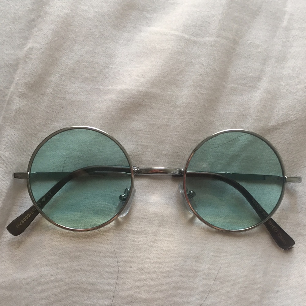blueish greenish lennon sunglasses