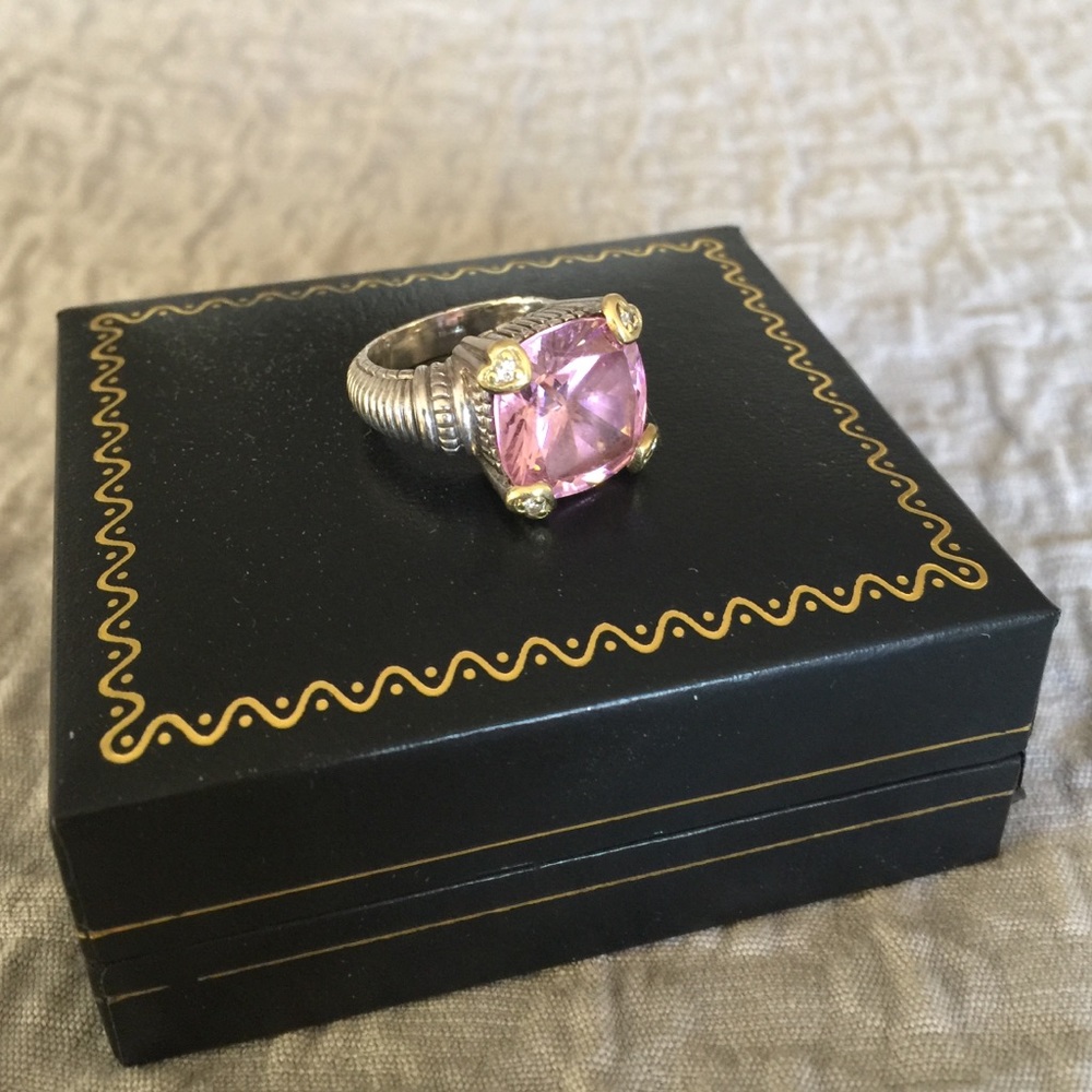 Judith Ripka Pink Quartz and Diamond Ring