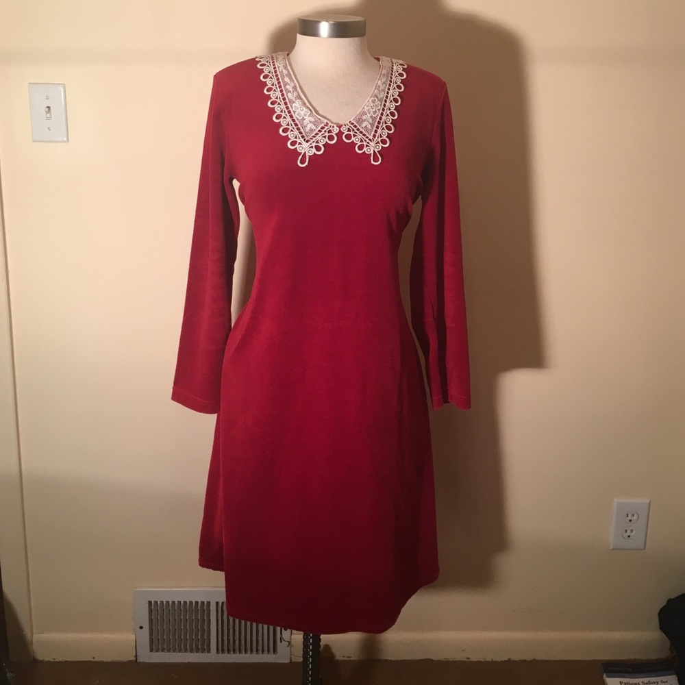 Vintage Red Velour Dress Large